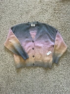 Old Navy Ombre Button-Up V-Neck Cardigan - Gray, Pink, Cream